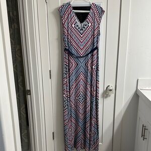 Jessica Simpson Geometric Patterned Maxi Maternity Dress